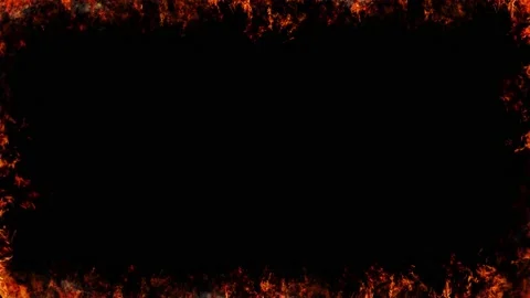 Fire frame - Loop. 3D rendering. Realistic fire on a black background. Stock-Footage 132099231