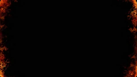 Fire frame - Loop. 3D rendering. Realistic fire on a black background. Stock-Footage 132099290