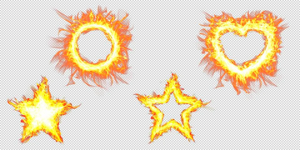 Fire frame set. Isolated on transparent background. Иллюстрация
