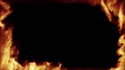 Fire frame swirling burning Isolated overlay on black background. Stock Footage 237364705