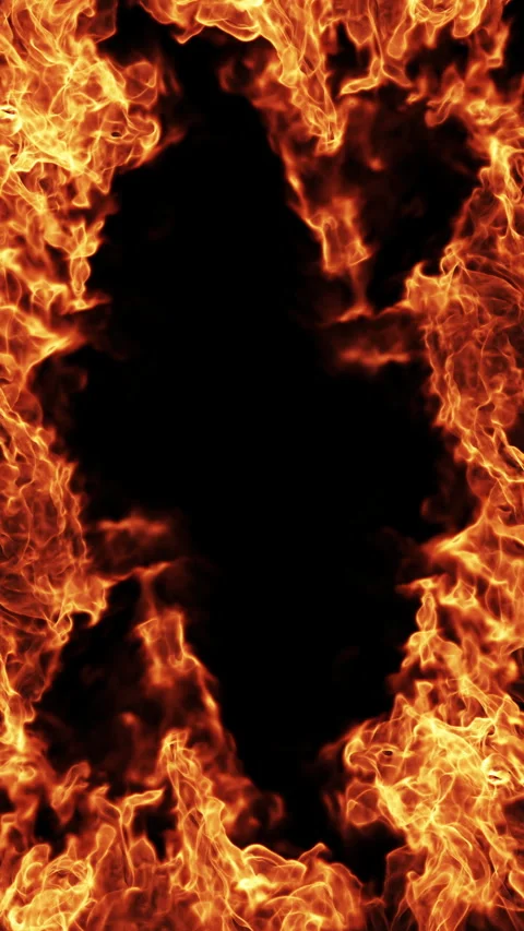 Fire frame vertical animation on background. Overlay perfect for compositing int Stock Footage 264766606