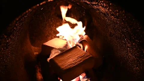 Fire in the fuel boiler Stock Footage 292532188