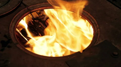 The fire in the furnace Stock Footage 46271881