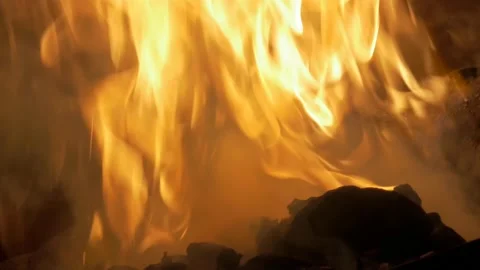 Fire In Furnace Stock Footage 138498777