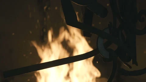 Fire in a furnace forge Stock-Footage 109606437