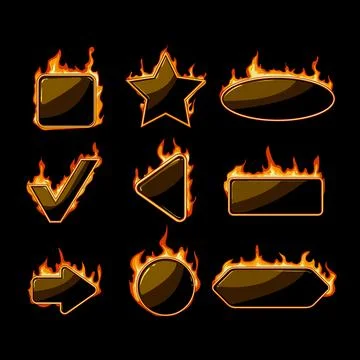 Fire game button set cartoon vector illustration イラスト素材
