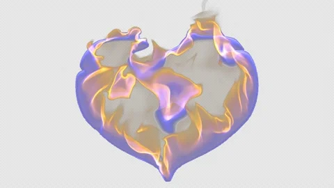 Fire from the gas-burning on an heart shape. Stock Footage 158585565