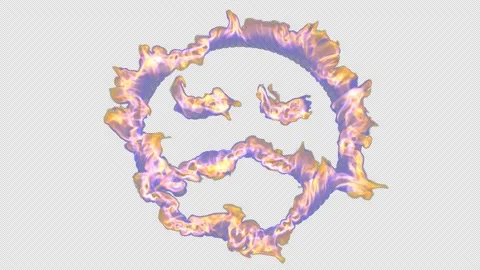 Fire from the gas-burning on a sad face shape. Top view. Stock Footage 158584355