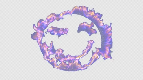 Fire from the gas-burning on a smiling face shape. Top view. Stock Footage 158585473
