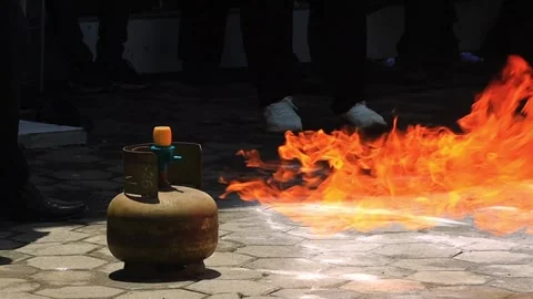 Fire in gas cylinder Stock Footage 263633915