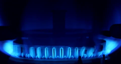 Fire gas stove in close up Stock Footage 162585921