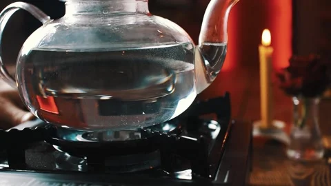 The fire on the gas stove started Stock Footage 138812966