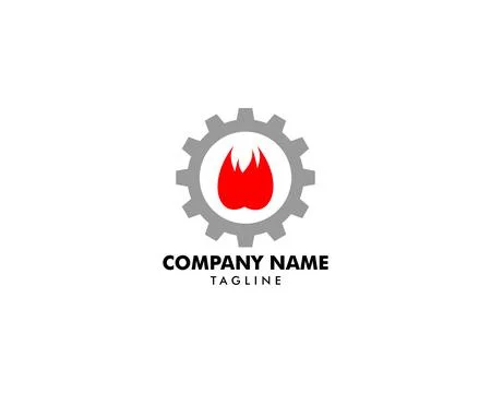 Fire Gear Icon Logo Design Element Stock Illustration