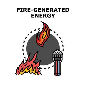 Fire generating electric power process illustration Stock Illustration