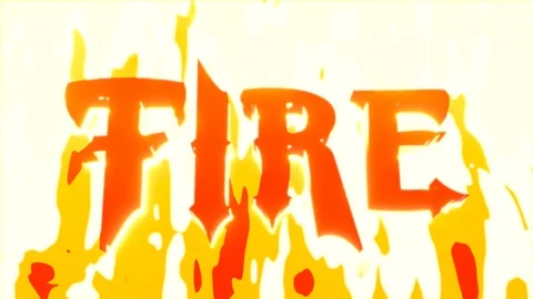 Fire on glowing 2D background. Bright flames burning behind glowing red text 스톡 동영상 123518448