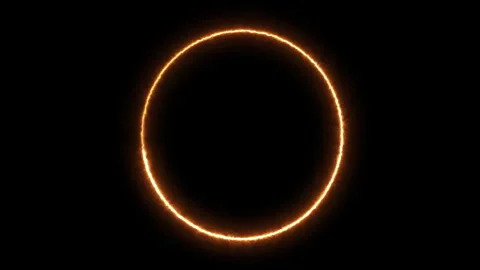 Fire Glowing Circular Line Forming on Black Background Stock Footage 328959545