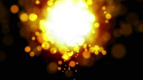 Fire glowing flying bokeh particles on black background, Glow light Video stock 201663539