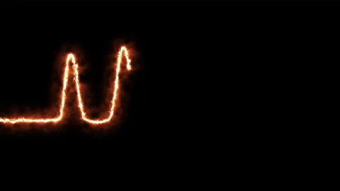 Fire glowing neon heart pulse. Heart beat. Electrocardiogram. Stock Footage 289281113