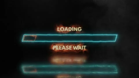 Fire glowing neon loading please wait progress bar icon with smoke or fog effect 스톡 동영상 153856028