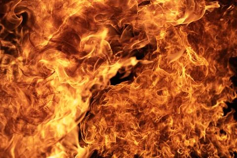 Fire glows around flame. Fire borders fiery flame. Realistic fire for overlay Stock Photos