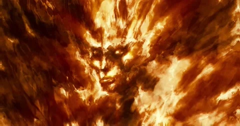 Fire goddess face orange. 2D animation. Stock Footage 147074773