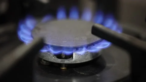 The Fire Goes Out On The Kitchen Gas Stove.  The Gas Stops Burning On The Stove. Stock Footage 207074062