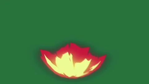 A fire on green background and red flower green screen animated chromakey Video stock 335681324