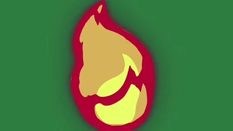 A fire on green background and red yellow isolated on green screen background Stock Footage 336855138