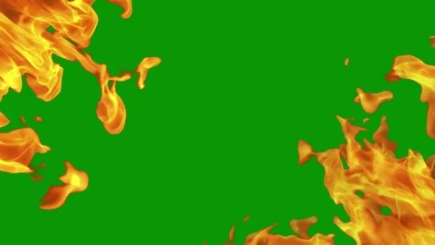 Fire green screen background animated chromakey background illustration frame Stock Footage 314064201