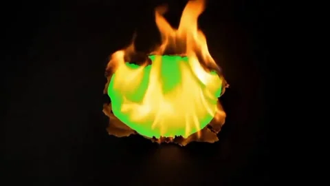 Fire to Green Screen Transition VFX Animation Frames Stock Footage 328205555