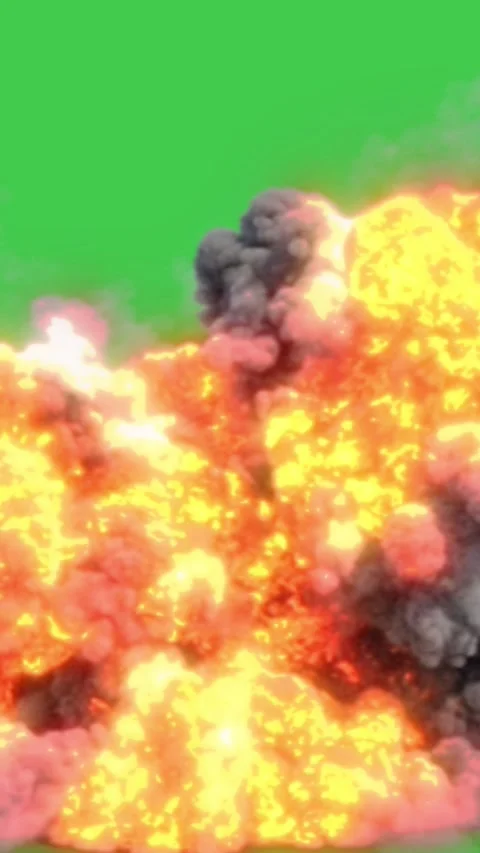 Fire Green Screen Vertical Chromakey Explosion Blast Видео 346500882