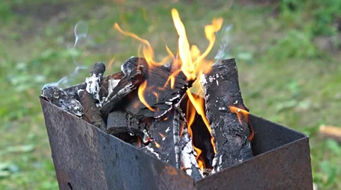 Fire in the grill 2 Stock Footage 37317002