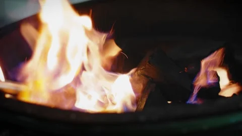 Fire on the grill. Close up Stock Footage 131152131