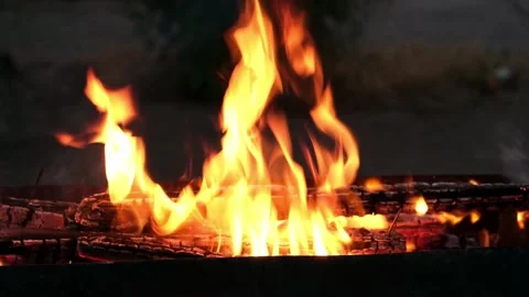 Fire in the grill close up Video stock 280105769