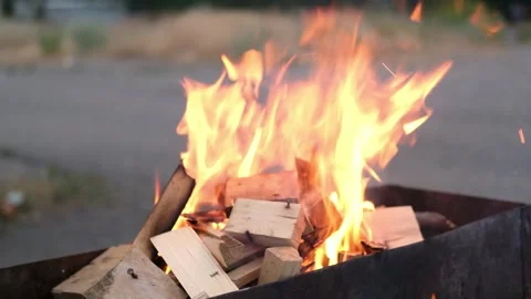 Fire in the grill close up Stock Footage 280819700