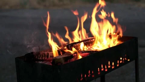 Fire in the grill close up Vídeos de archivo 281813609