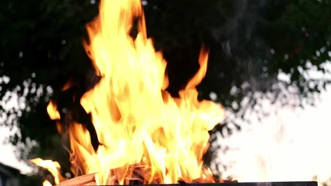 Fire in the grill close up Video stock 285472906