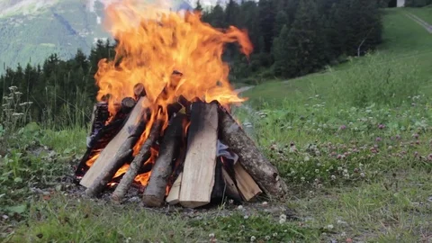 Fire for grill Stock Footage 74775303