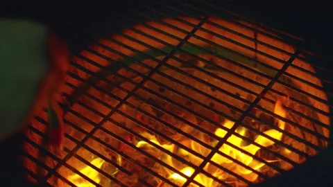 Fire in the grill Stock Footage 153152390
