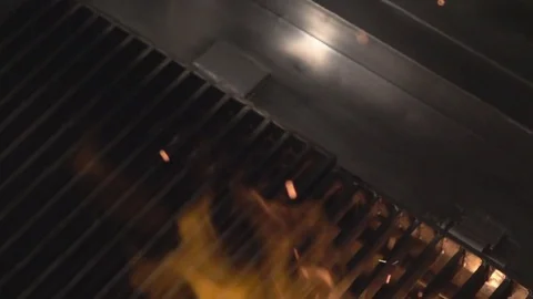 Fire grill slow motion Stock Footage 77688422