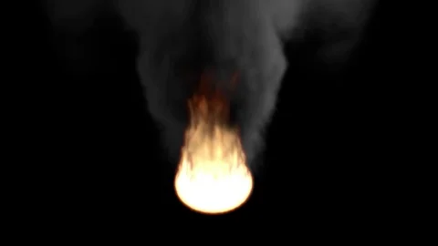 Fire that grows and decrease with Big Flame and Smoke in center view 動画素材 89825854