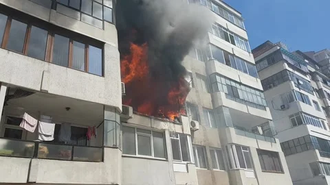 Fire in habitable building. Nature global warming. Stock Footage 133931064