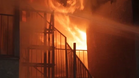 Fire In Hallway Stock Footage 88128192