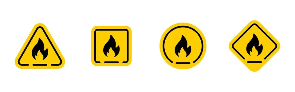 Fire hazard icon. Flammable warning sign for safety instructions and indust.. Stock Illustration