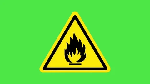 Fire Hazard Warning Sign animation on Green Screen Stock Footage 334584727