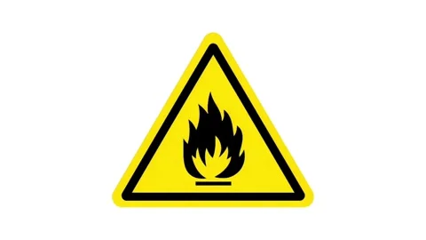 Fire Hazard Warning Sign animation on white background Stock Footage 334584728