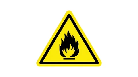 Fire Hazard Warning Sign animation on white background Vidéo 334584755