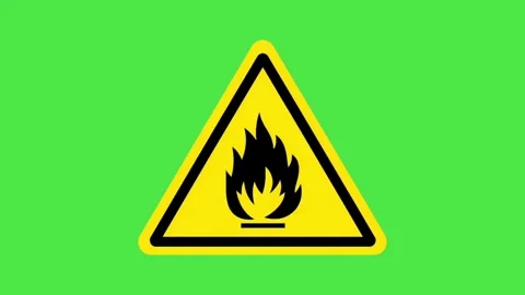 Fire Hazard Warning Sign animation on Green Screen Vidéo 334584767