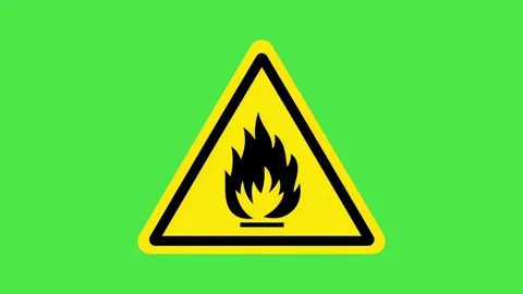 Fire Hazard Warning Sign animation on Green Screen Vidéo 334584781