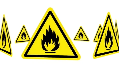 Fire Hazard Warning Sign animation on white background Stockbeeldmateriaal 334584844